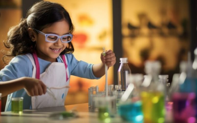 Girl doing science experiment